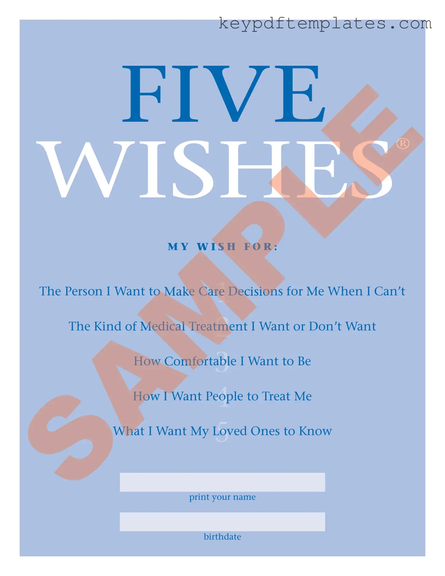 Get 5 Wishes Document Form