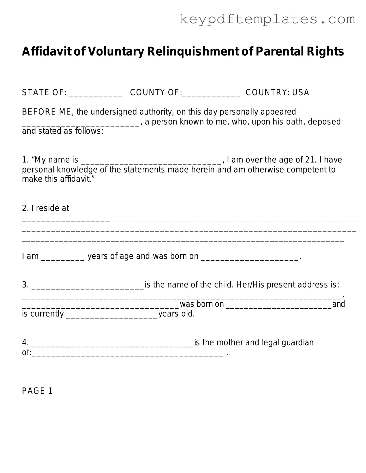 Get Affidavit Parental Rights Form