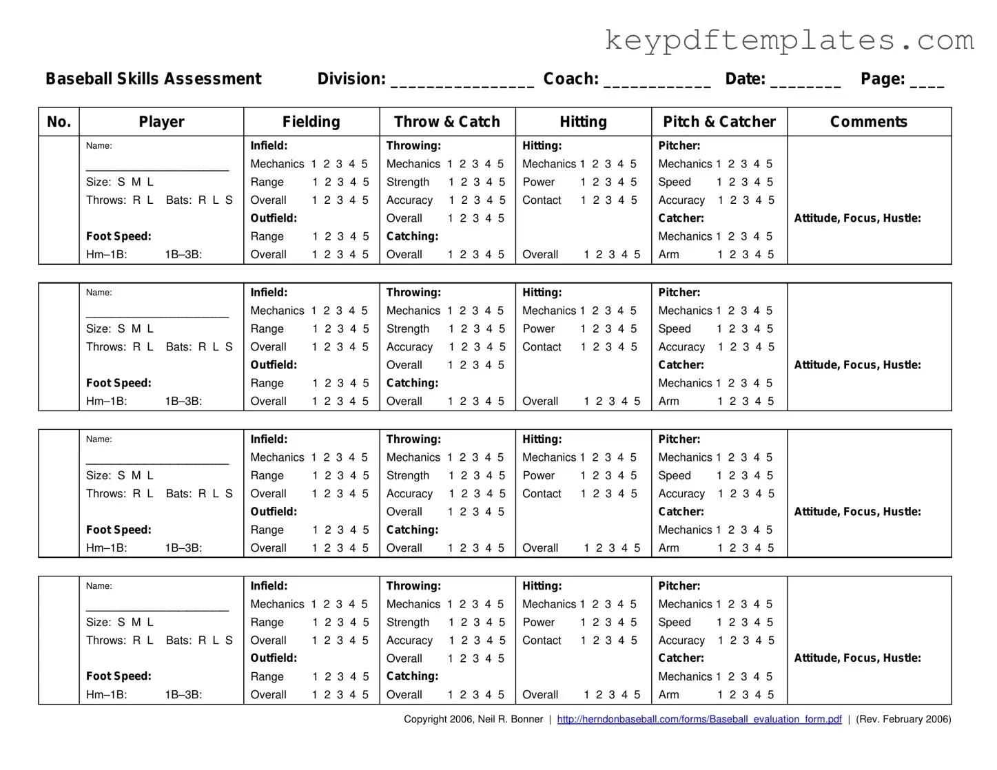 Get Baseball Assessment Form