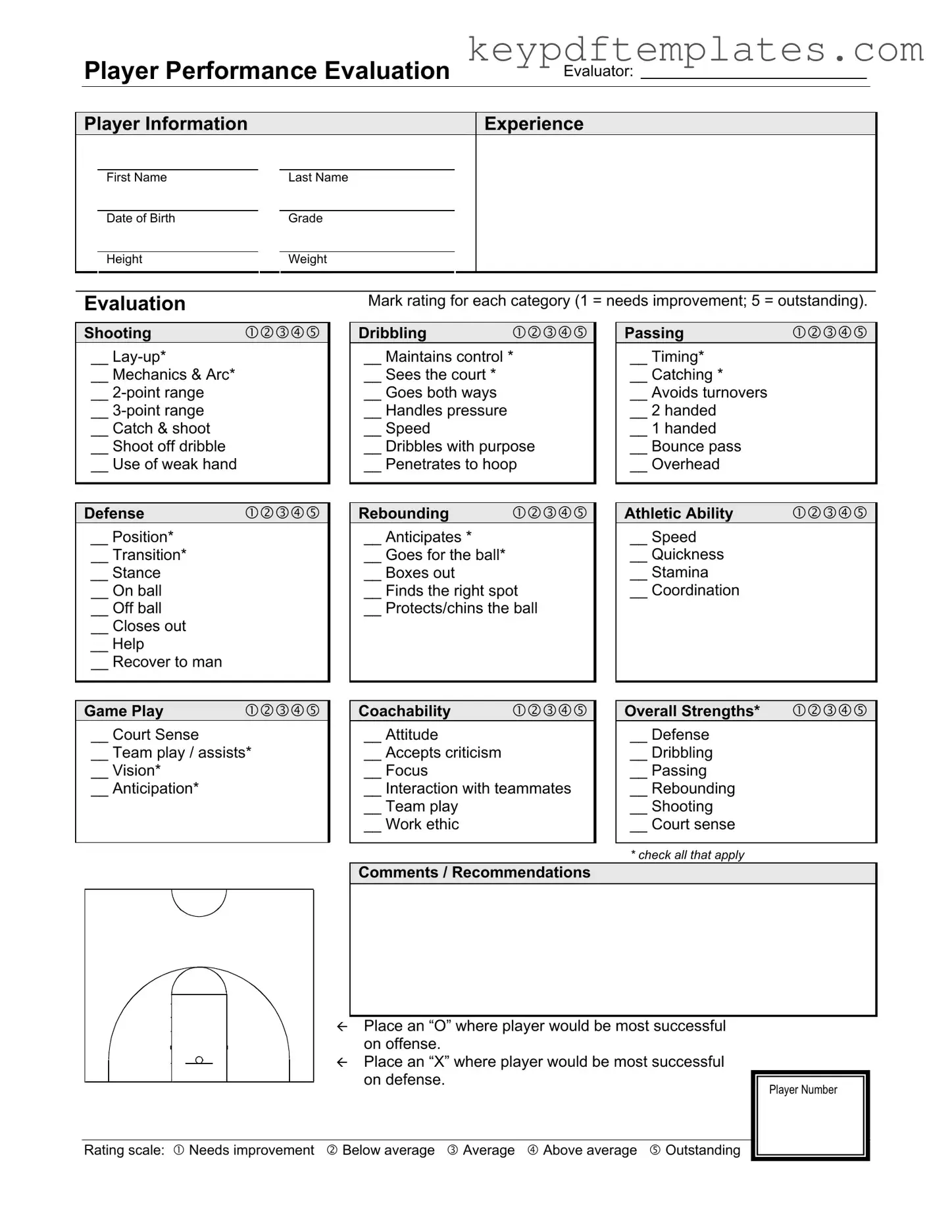Get Basketball Evaluation Form