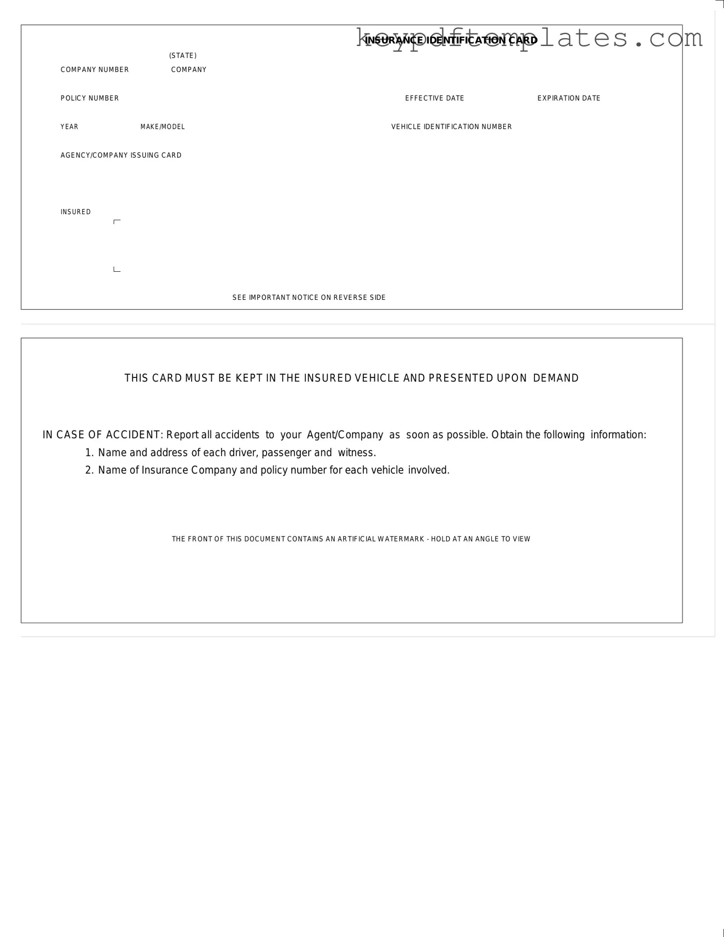 Get Auto Insurance Card Form