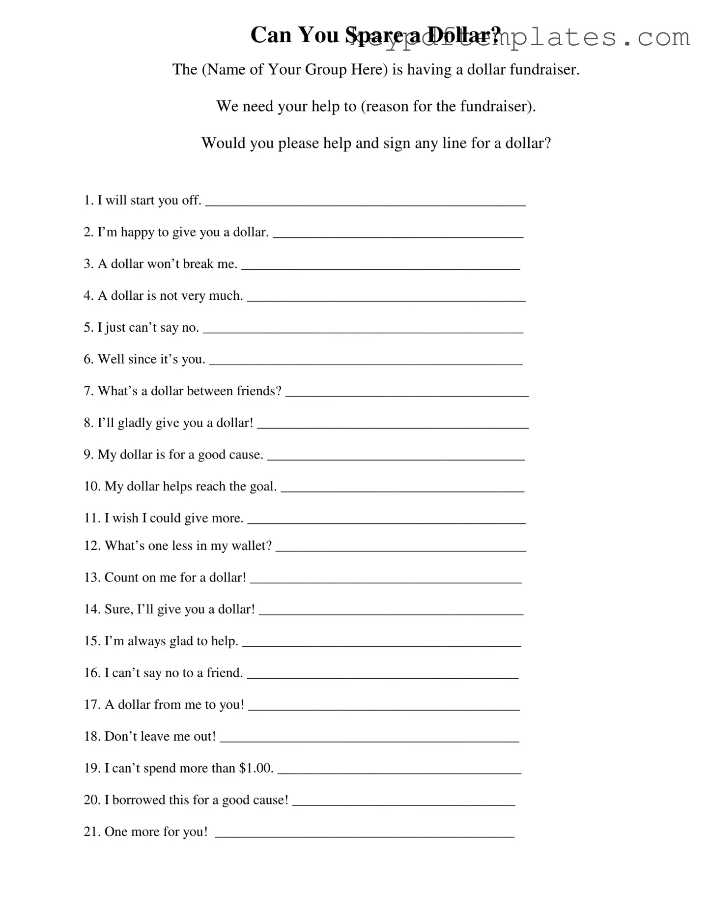 Get Donated A Dollar Form