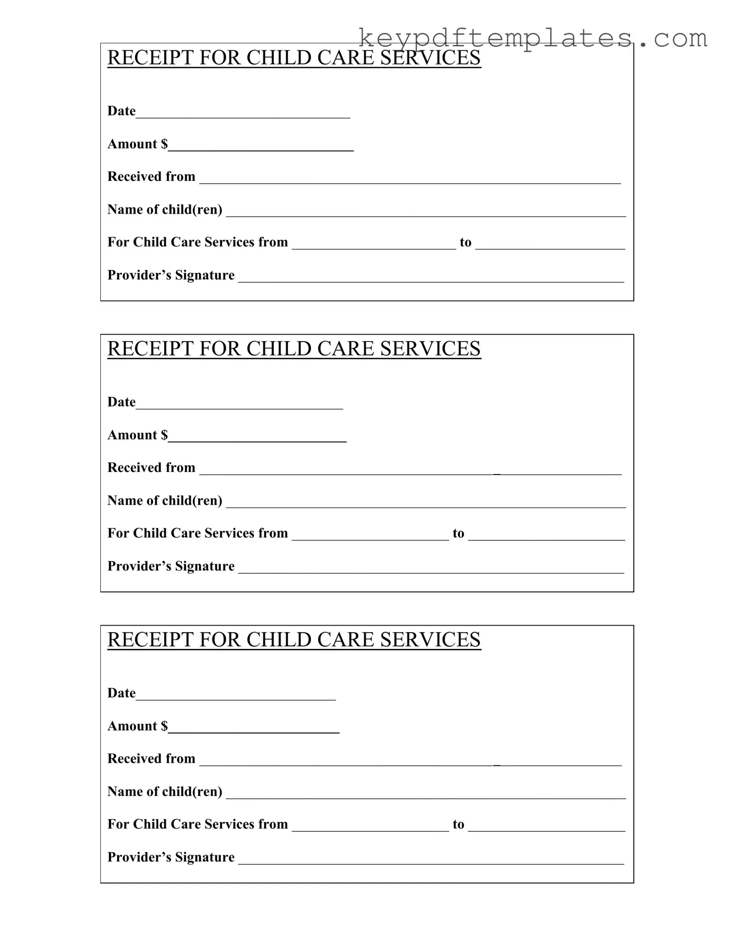 Get Childcare Receipt Form