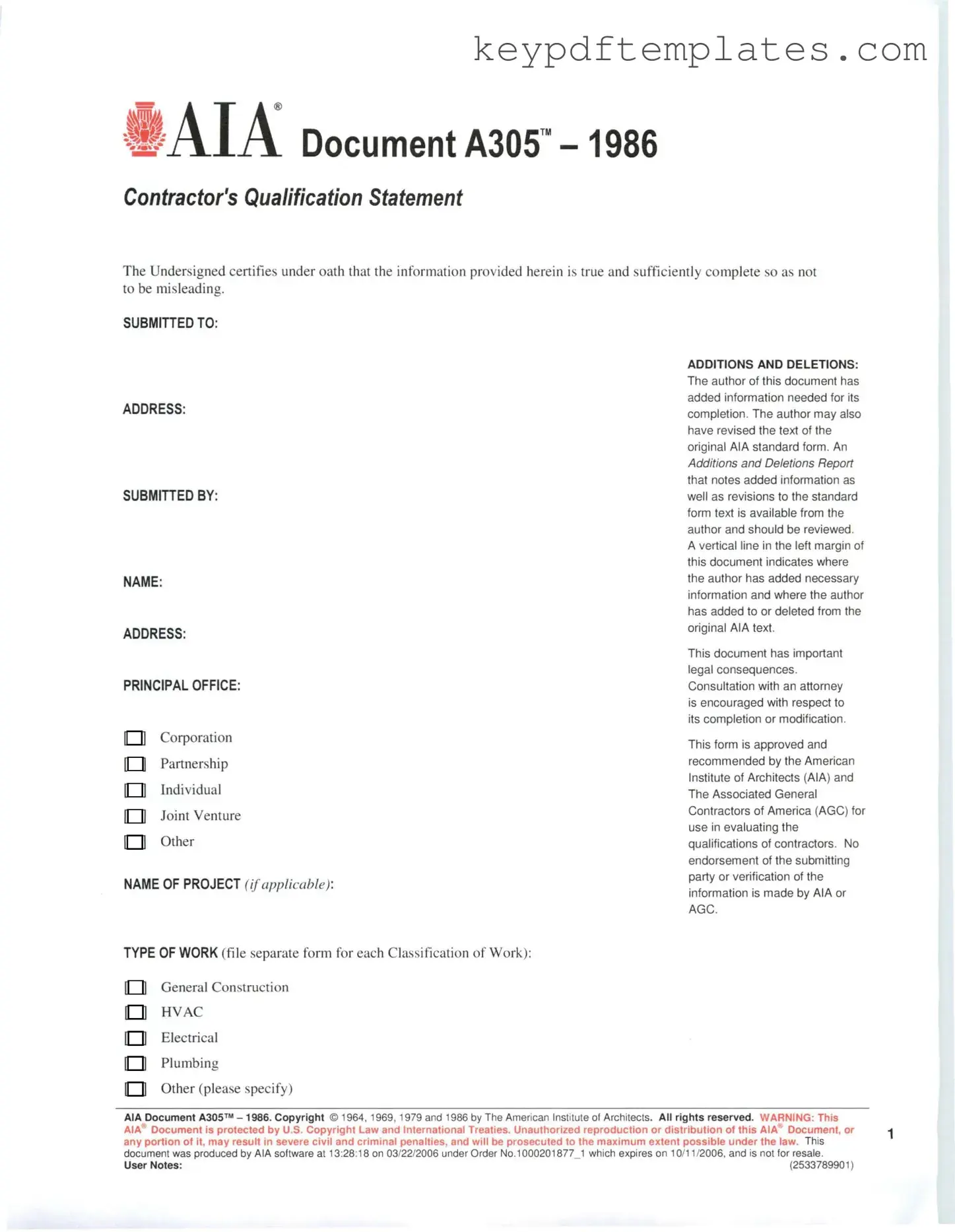 Get AIA A305 Form
