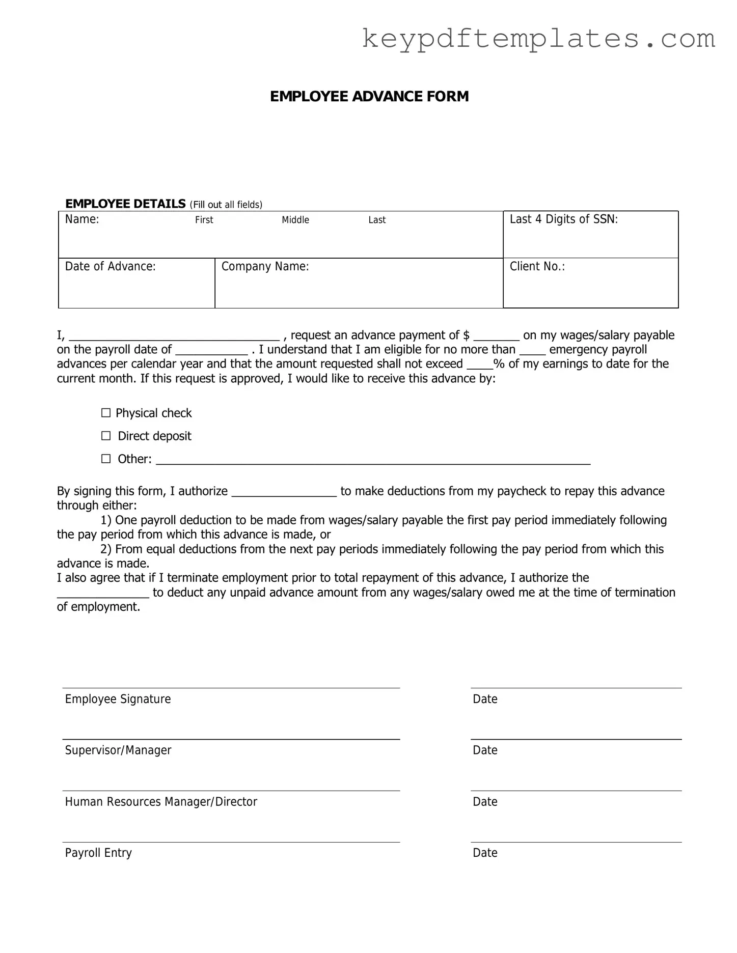 Get Employee Advance Form