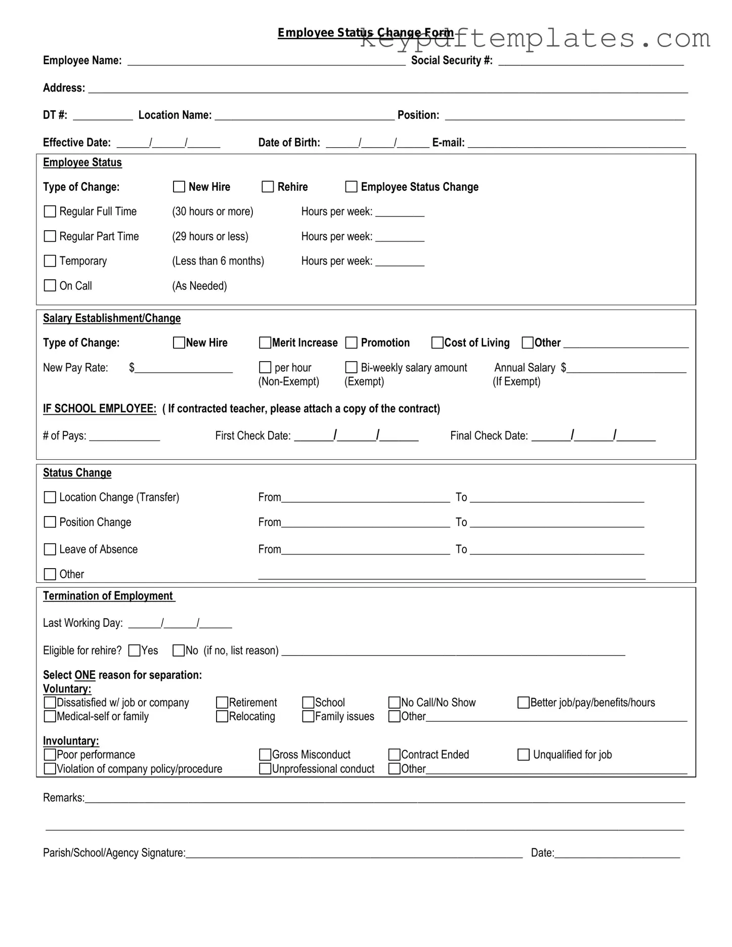 Get Employee Status Change Form