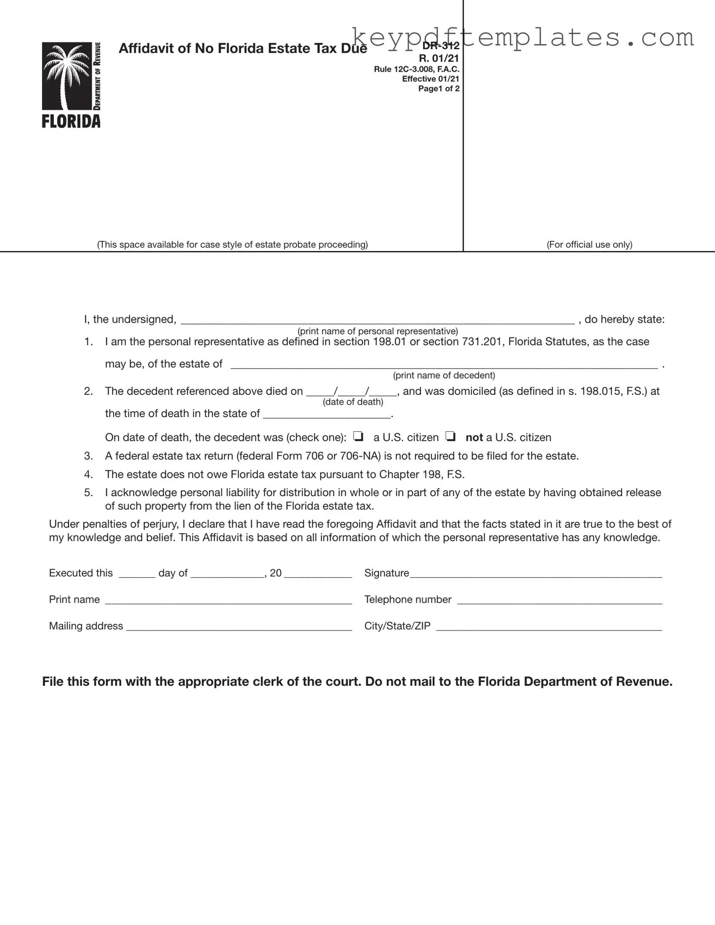Get Fl Dr 312 Form