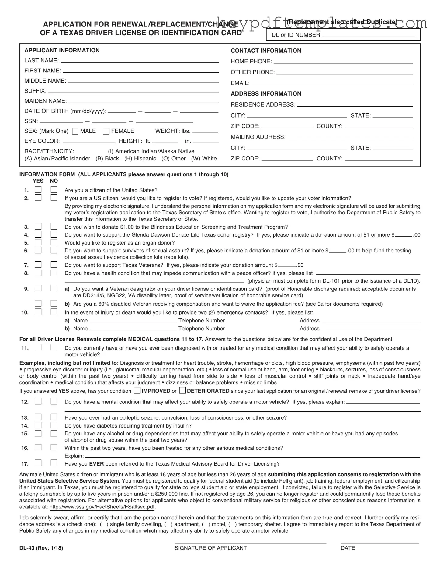Get DL-43 Form