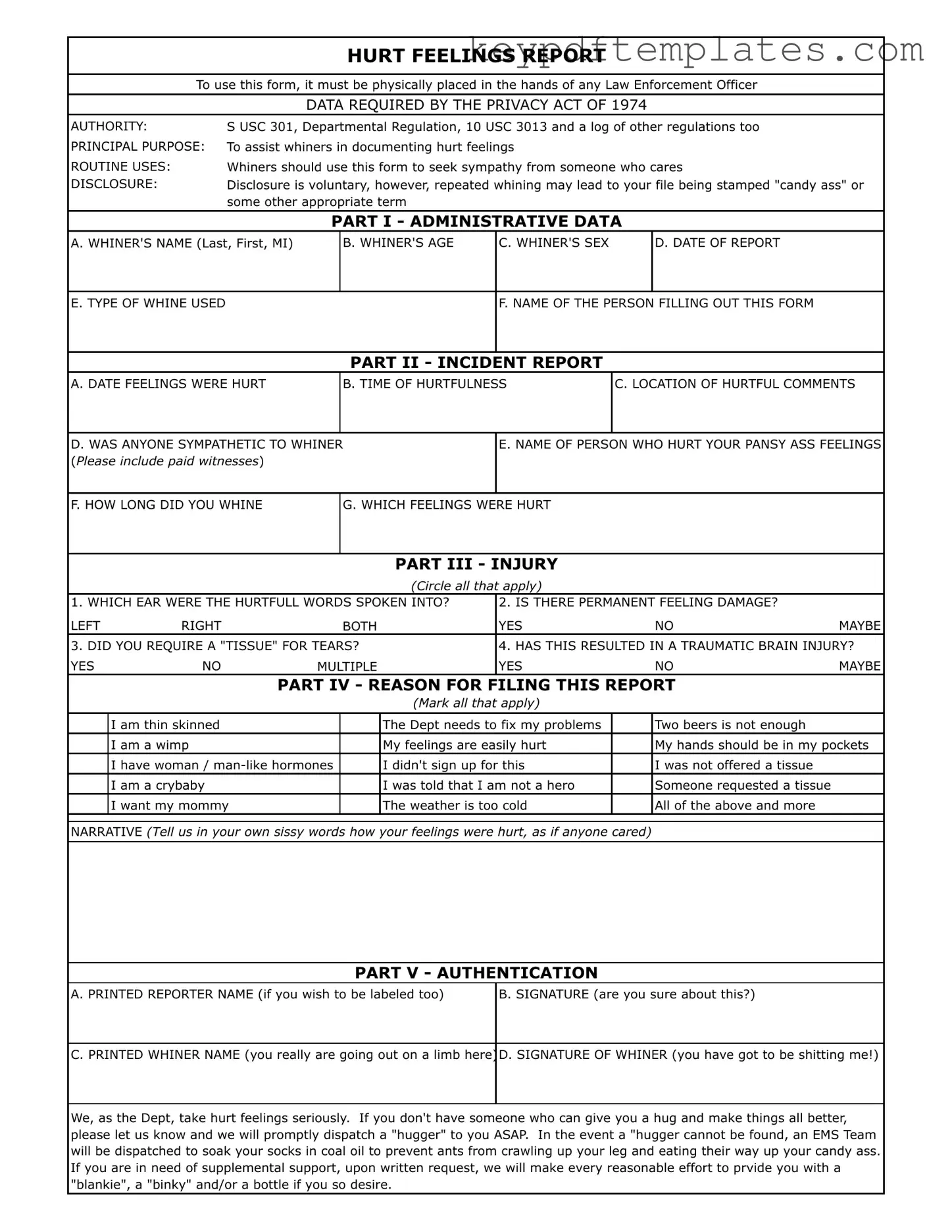 Get Hurt Feelings Report Form