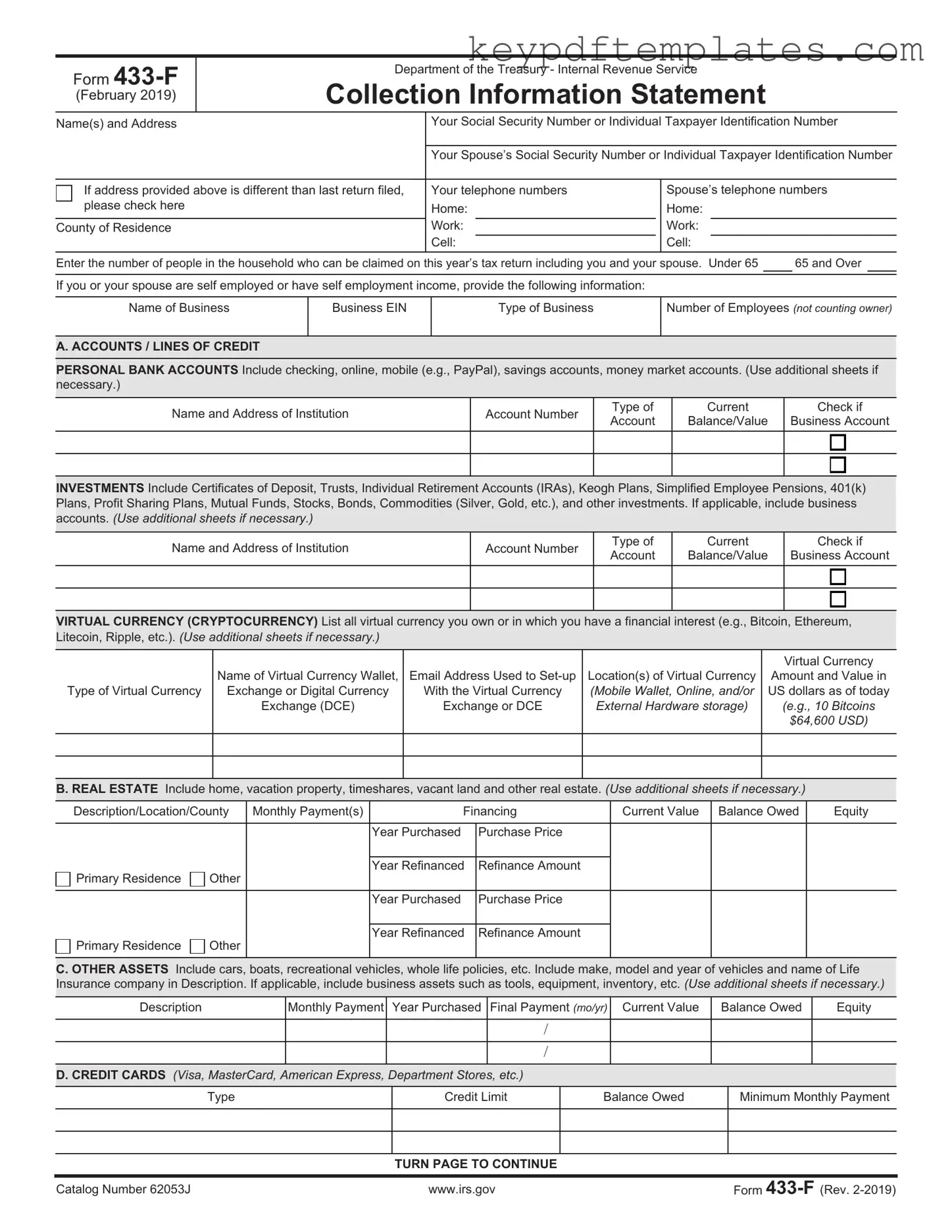 Get IRS 433-F Form