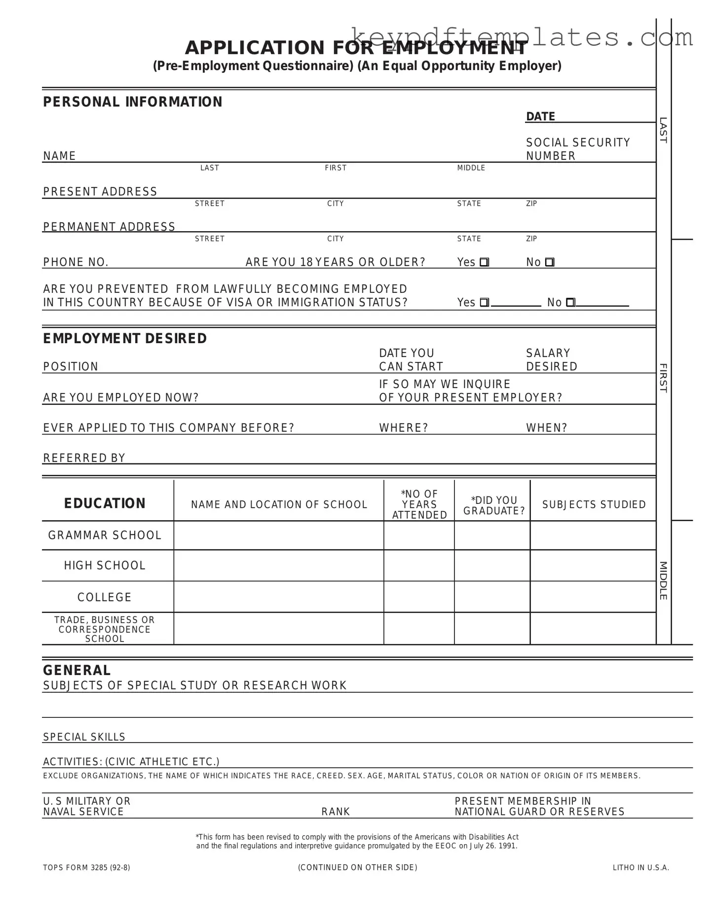 Get Employment Application Pdf Form