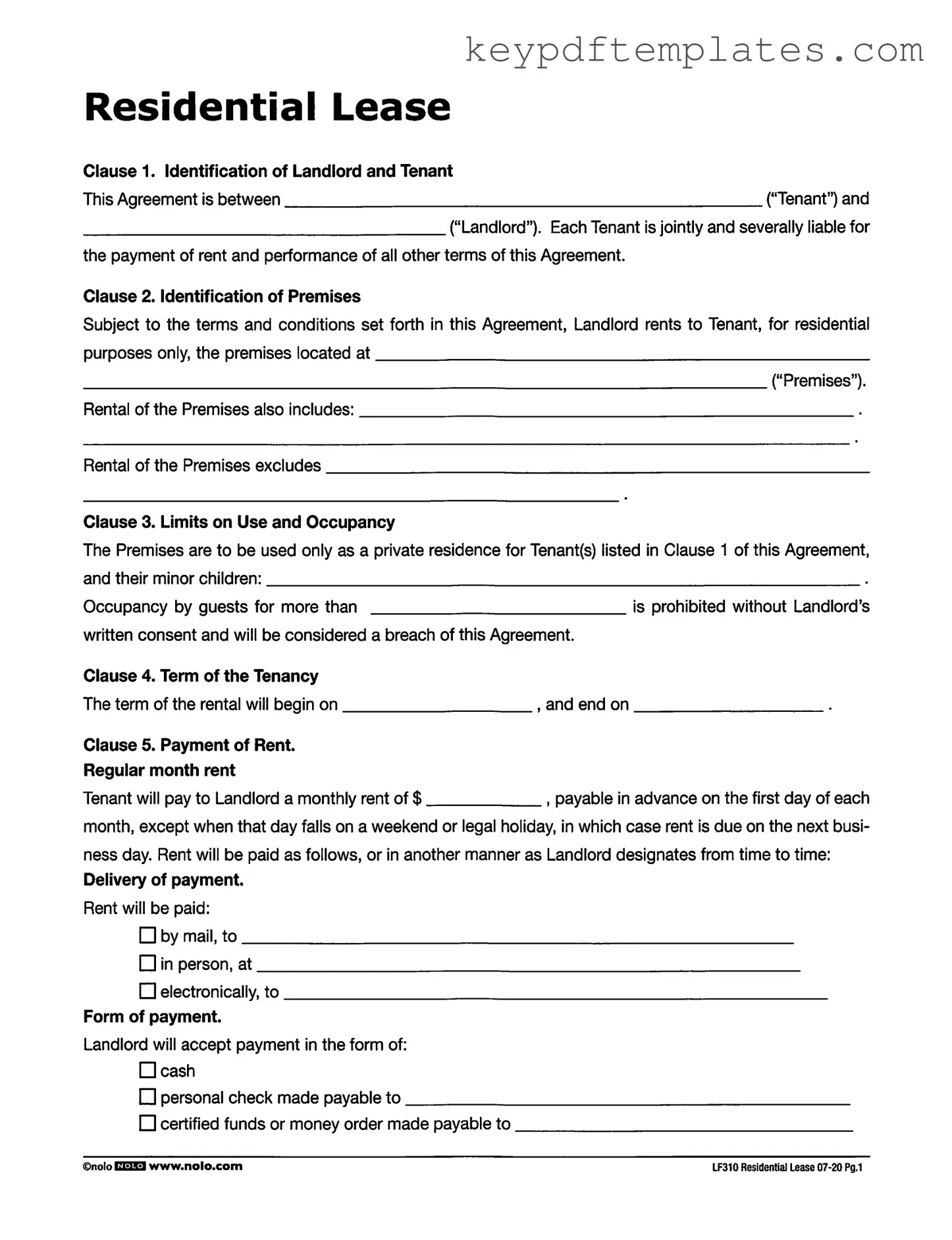 Get Lf310 Residential Lease Form