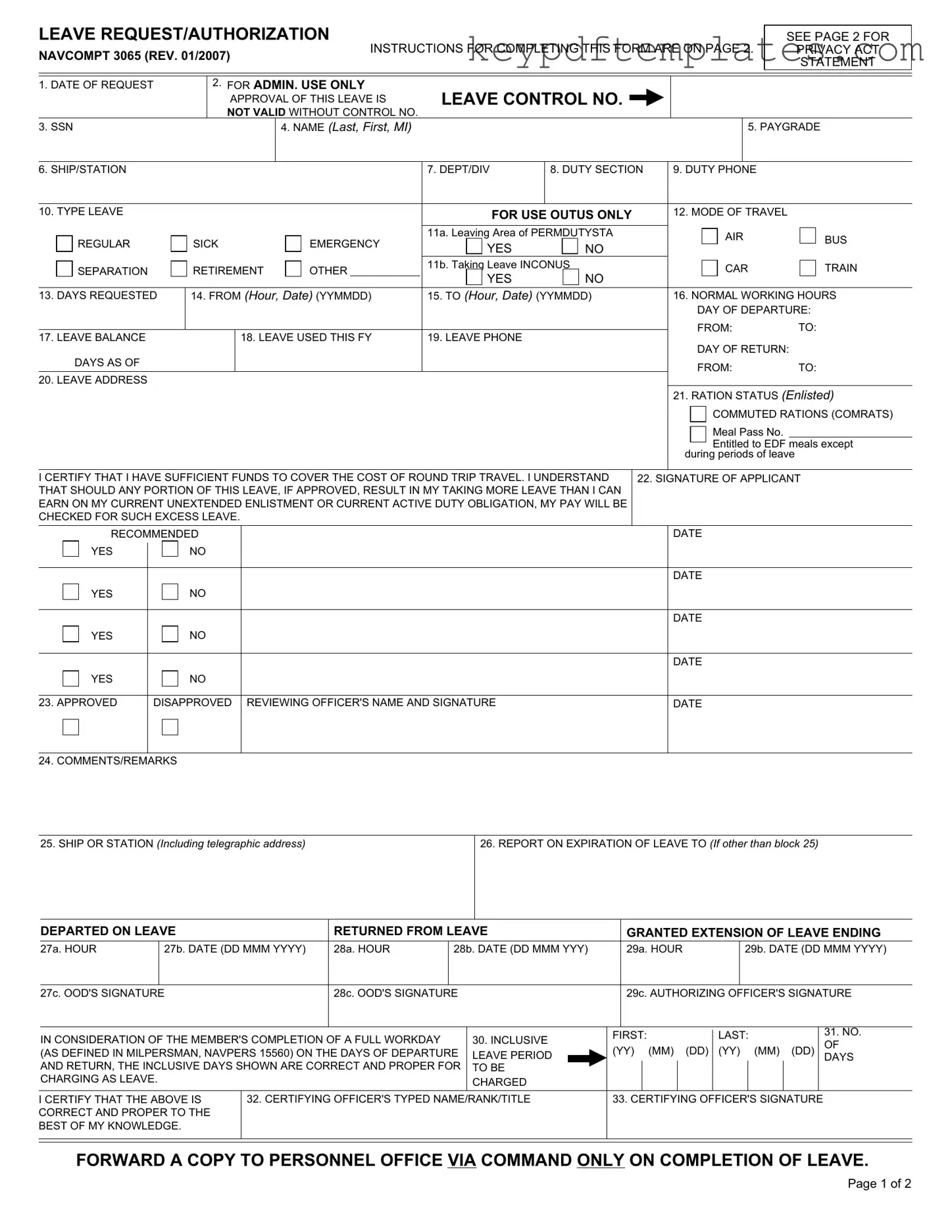 Get Navcompt 3065 Form