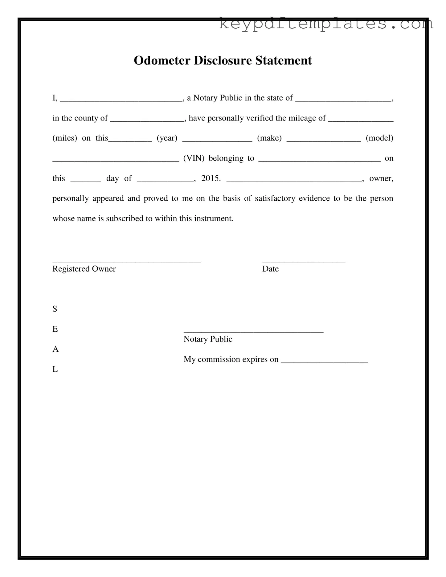 Get Notarized Odometer Statement Form