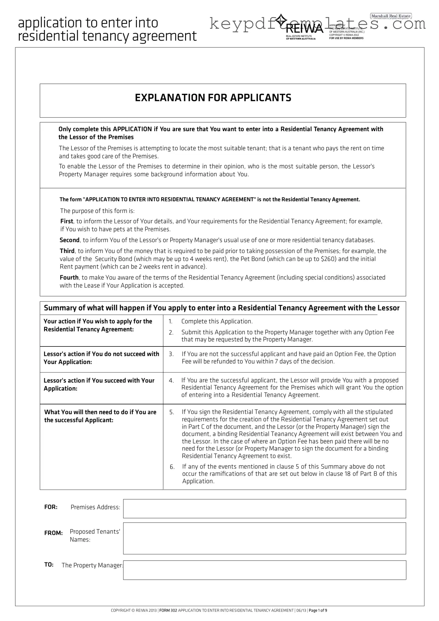 Get Reiwa Tenancy Application Form