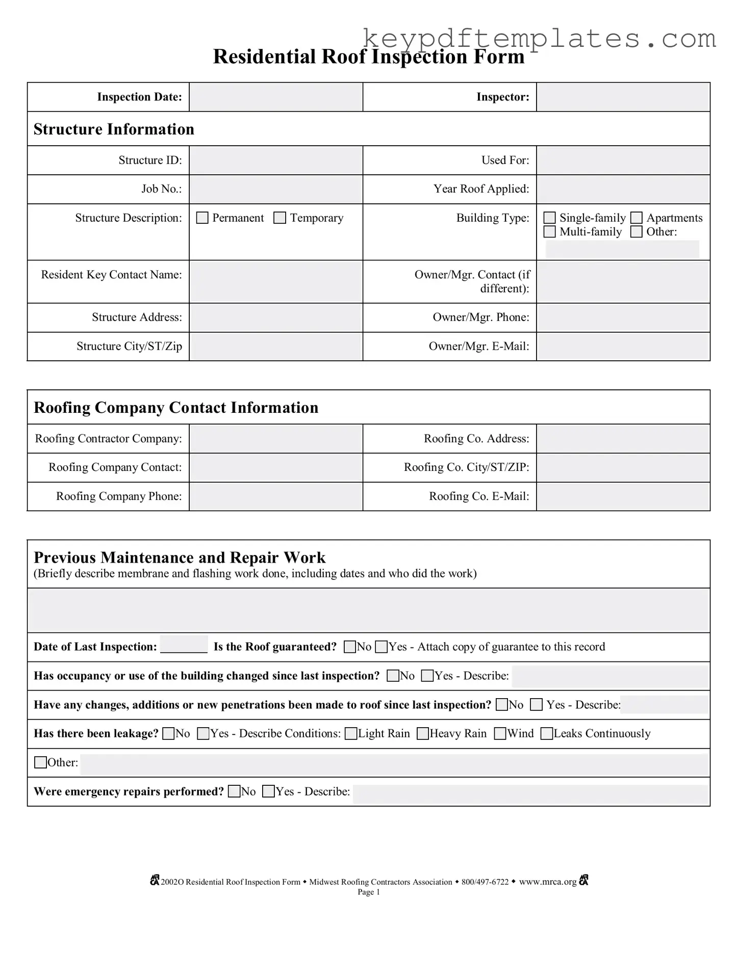 Get Roof Inspection Form