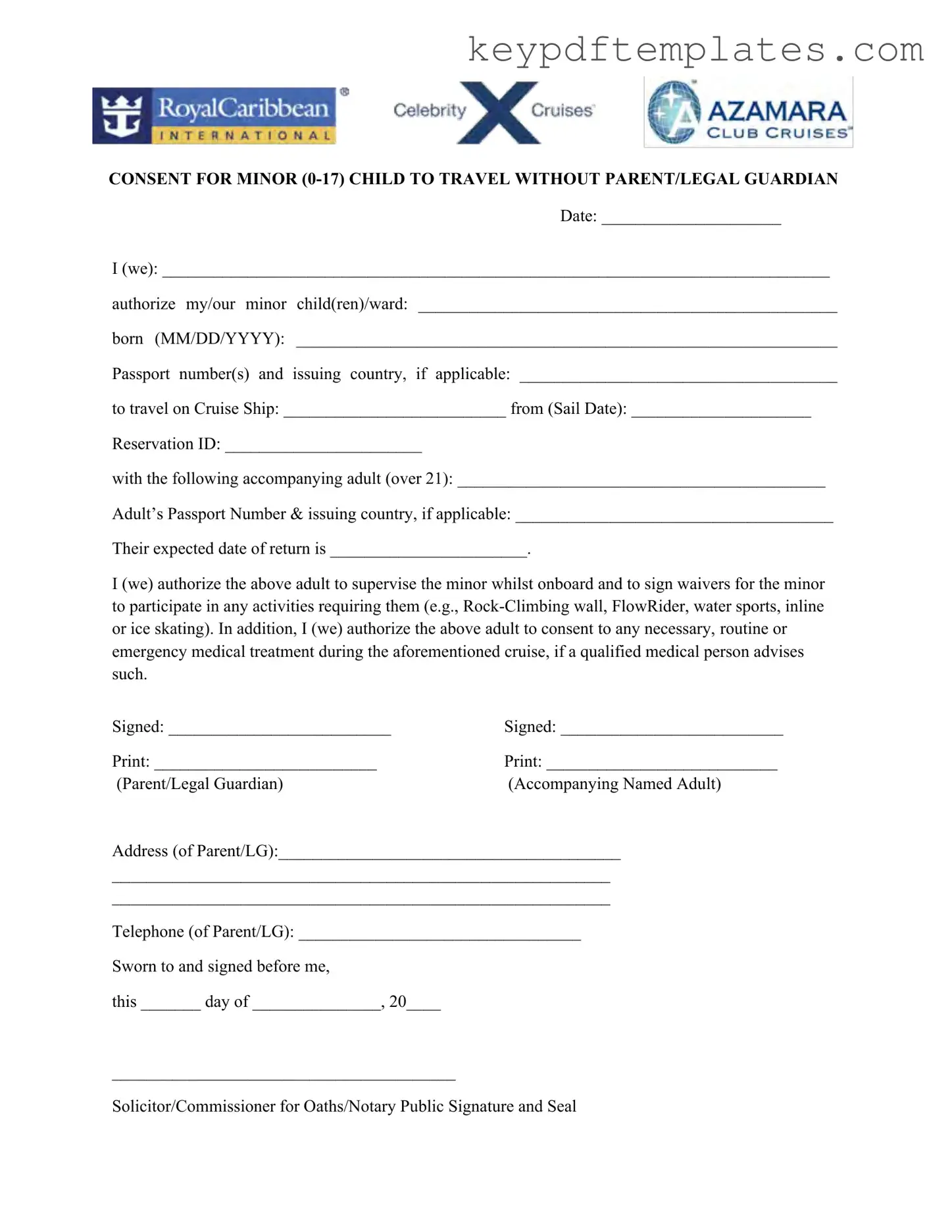 Get Royal Caribbean Parental Consent Form