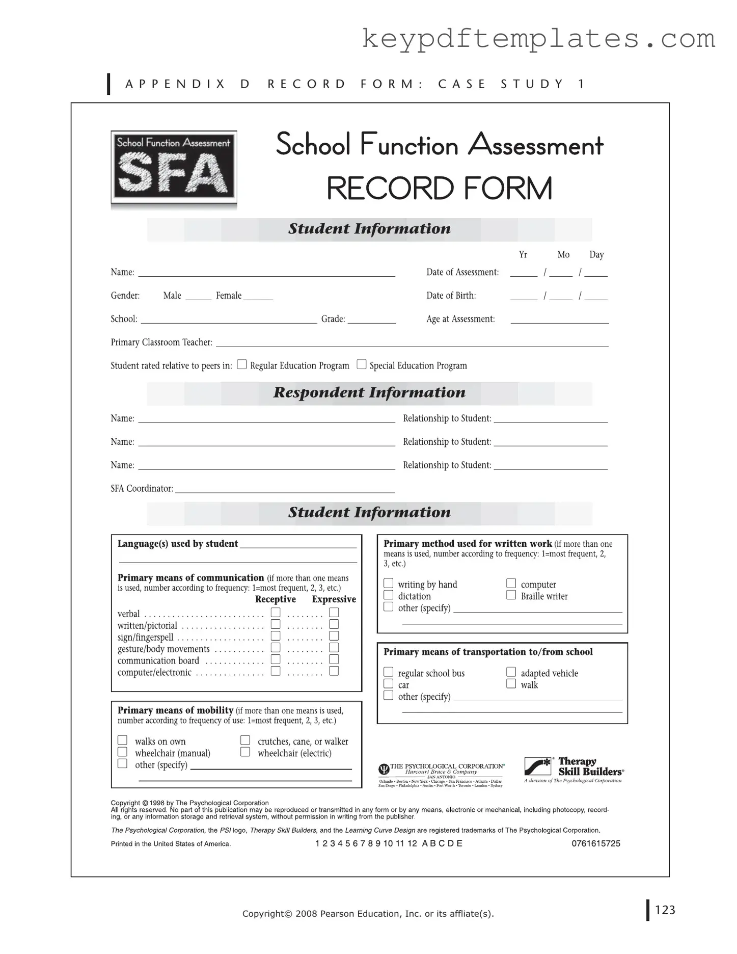 Get School Function Assessment Form