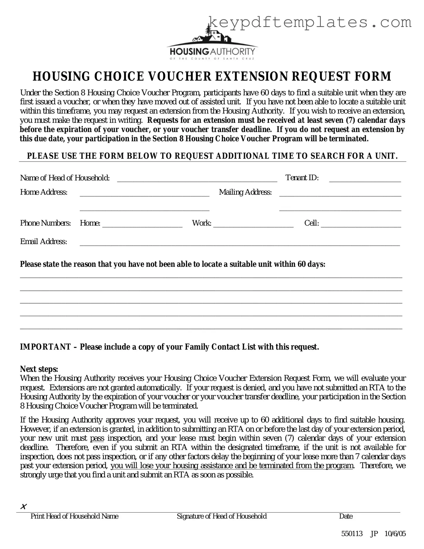 Get Section 8 Voucher Extension Form