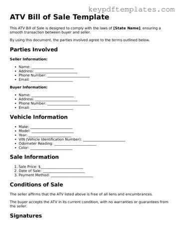 Printable ATV Bill of Sale Template
