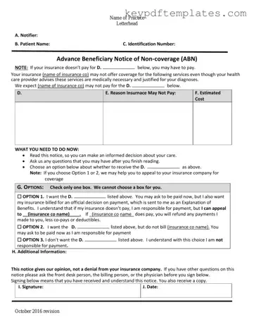 Get Advance Beneficiary Notice of Non-coverage Form