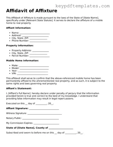 Printable Affidavit of Affixture Template