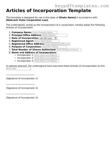Printable Articles of Incorporation Template