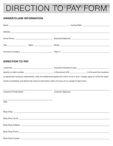 Get Authorization And Direction Pay Form