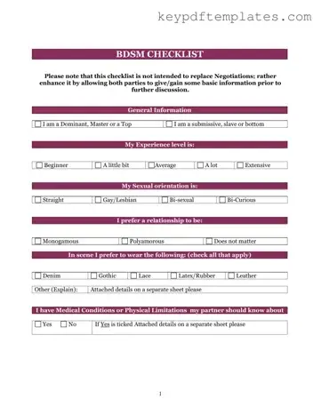 Get Bdsm Checklist Form