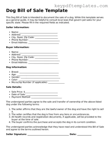 Printable Dog Bill of Sale Template