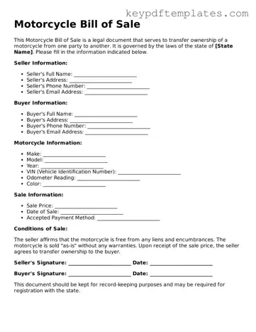 Printable Motorcycle Bill of Sale Template