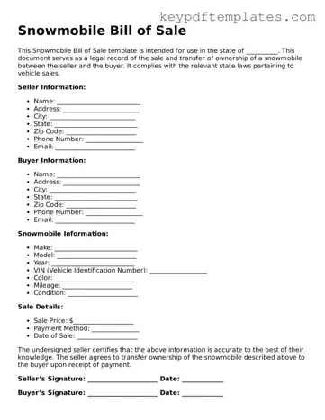 Printable Snowmobile Bill of Sale Template
