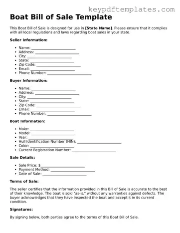 Printable Boat Bill of Sale Template