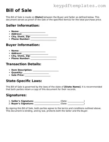 Printable Bill of Sale Template