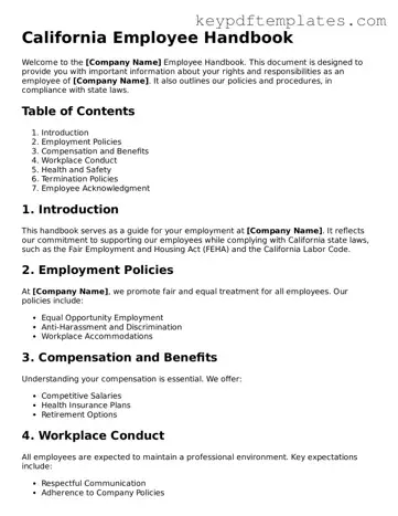 Legal Employee Handbook Document for the State of California
