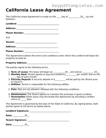 Legal Lease Agreement Document for the State of California