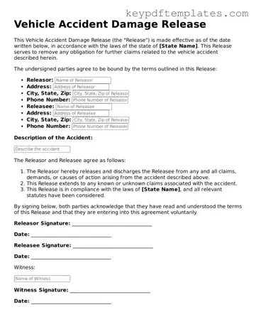 Printable Vehicle Accident Damage Release Template