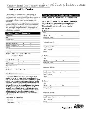 Get Cracker Barrel Background Check Form