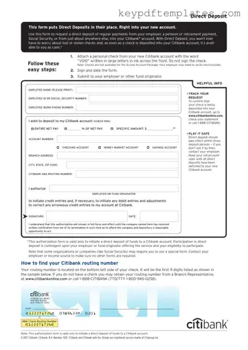 Get Citibank Direct Deposit Form