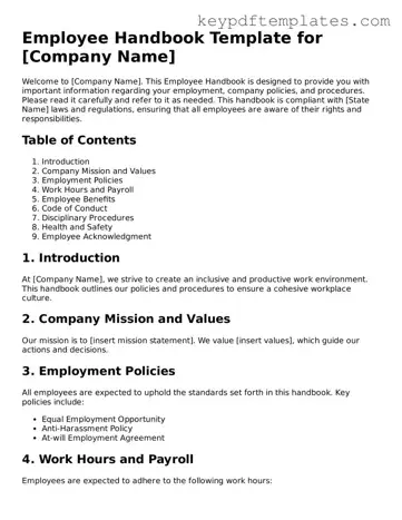 Printable Employee Handbook Template