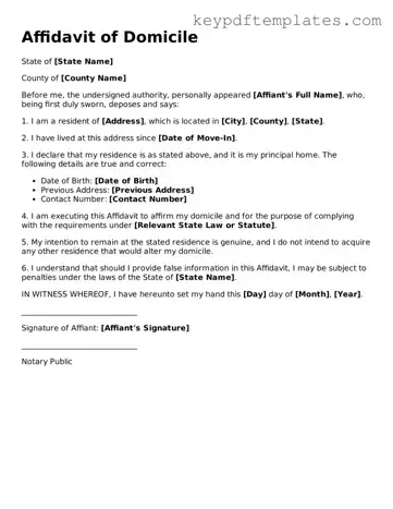 Printable Affidavit of Domicile Template