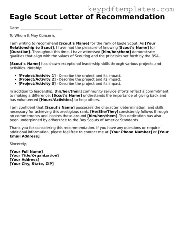 Printable Eagle Scout Letter of Recommendation Template