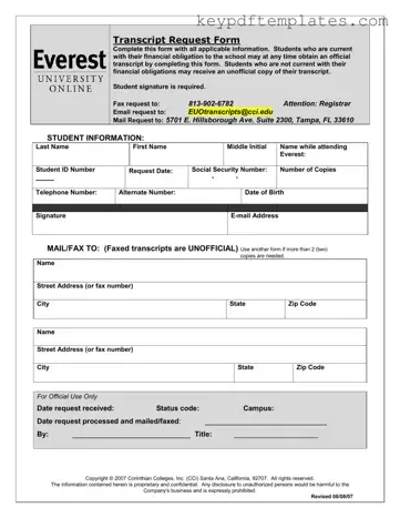 Get Everest University Transcript Form