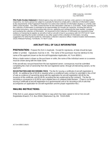 Get Aircraft Bill of Sale AC 8050-2 Form