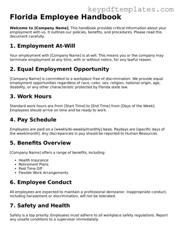 Legal Employee Handbook Document for the State of Florida