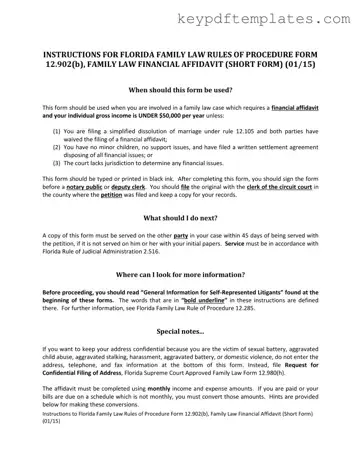 Get Florida Financial Affidavit Short 12.902(b) Form