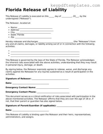 Legal Release of Liability Document for the State of Florida