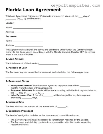 Legal Loan Agreement Document for the State of Florida