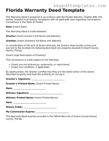 Legal Deed Document for the State of Florida