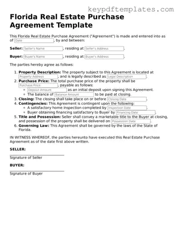 Legal Real Estate Purchase Agreement Document for the State of Florida